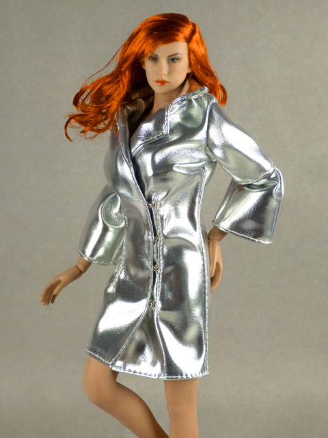 Karen Fashion 1/6 Scale Female Silver Overcoat Dress